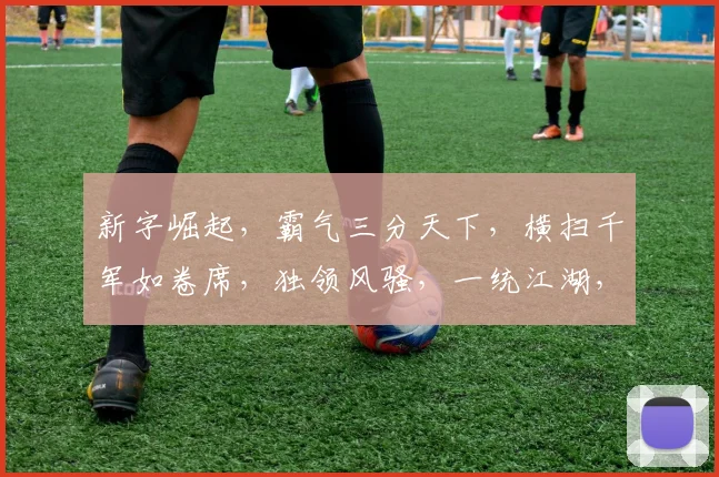 新字崛起，霸气三分天下，横扫千军如卷席，独领风骚，一统江湖，成就传奇传奇